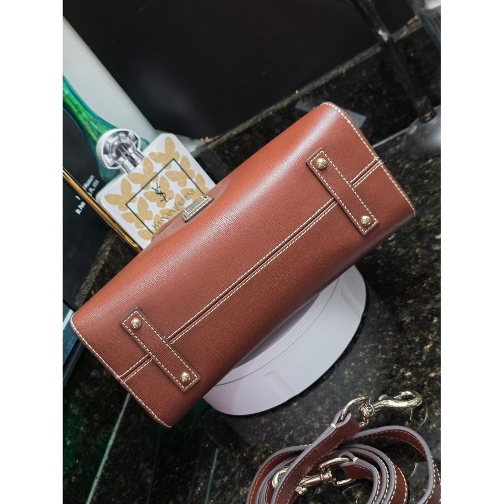 Dooney & Bourke Cameron Satchel Amber Saffiano Leather Handbag Brown Crossbody - Picture 6 of 10